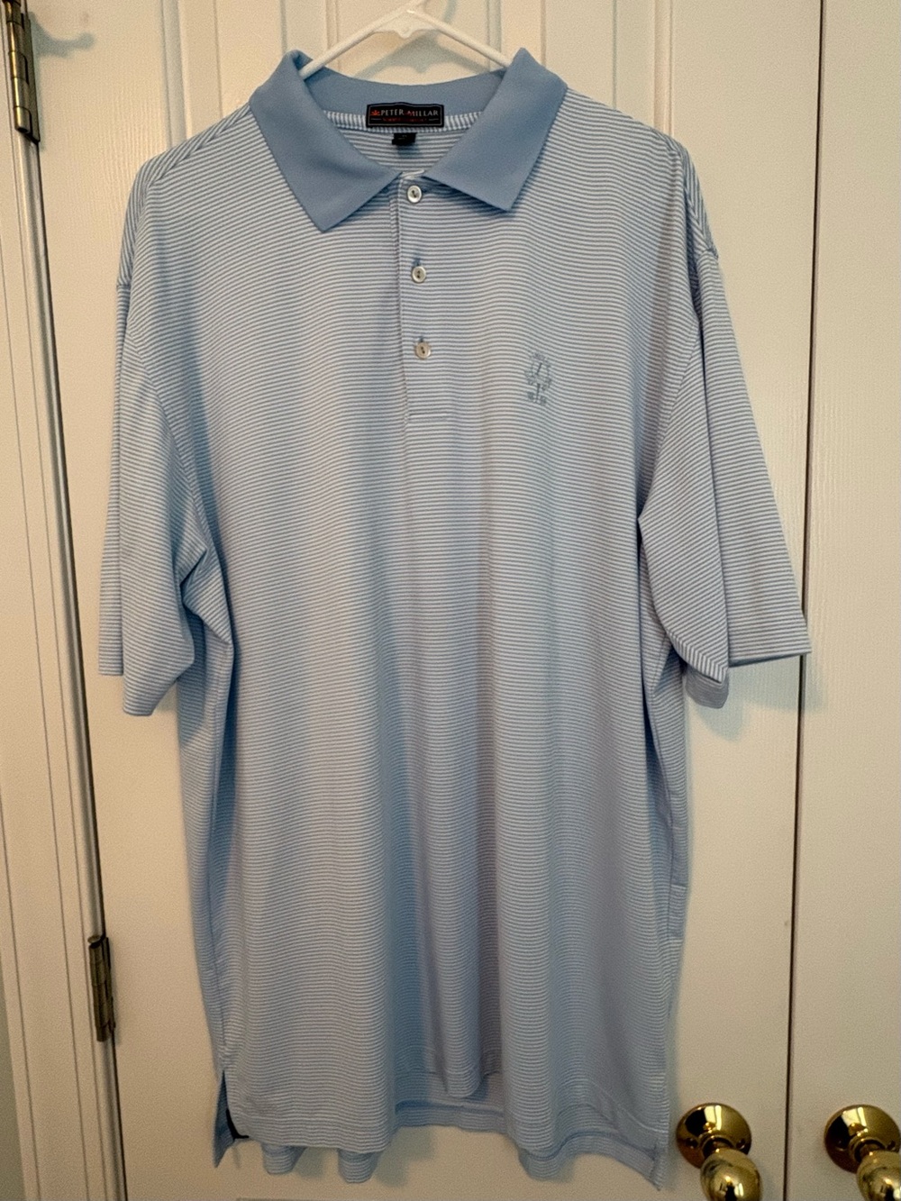 Peter Millar Light Blue Micro-Stripe Polo